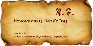 Movovarsky Hetény névjegykártya